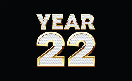 Vector of a simple script with the Year 22 isolated on a dark backgroundのイラスト素材