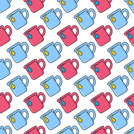 ceramic drinking glass seamless textile print. Great for summer vintage fabric, scrapbooking, wallpaper, giftwrap. repeat pattern background designのイラスト素材