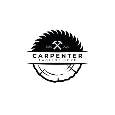 Carpenter Logo vector illustration design, wood worker, workshop, icon, symbolのイラスト素材