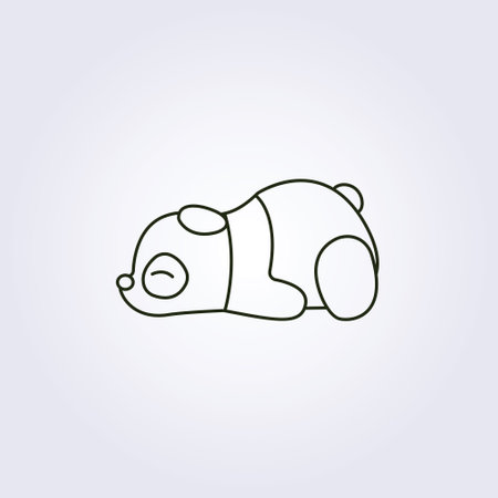 lazy panda, sleep baby panda line art icon logo symbol illustration vector template design graphic for print, apparel, t-shirt, capのイラスト素材