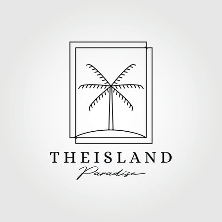 paradise , hawaii , line art palm tree logo vector illustration design graphicのイラスト素材