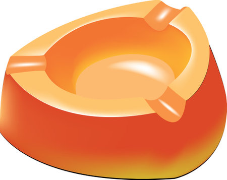 Illustration of an orange ashtray with a white backgroundのイラスト素材