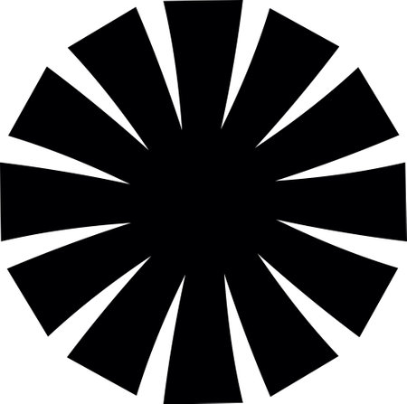 Odd sun shape with wide sun beams, whimsical style. Black design element.のイラスト素材