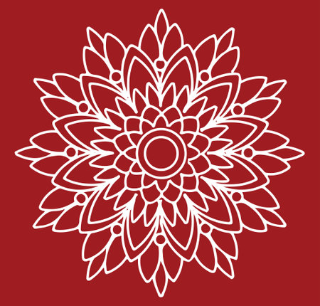 Drawing or sketch of colorful Mandala or Rangoli outline editable illustrationのイラスト素材