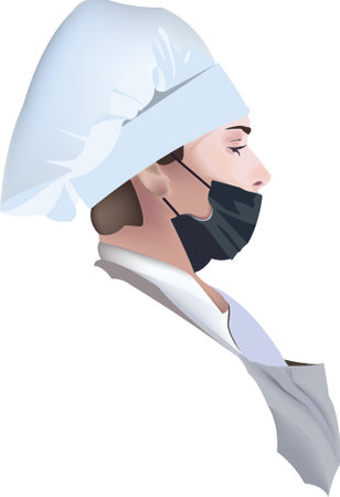 Vector of a cook in a hat and maskのイラスト素材