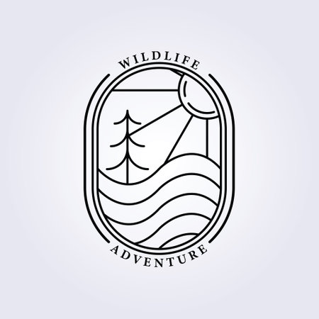 Nature adventure wildlife outdoor logo icon symbol vector illustration design print t-shirt screen printing sticker line artのイラスト素材