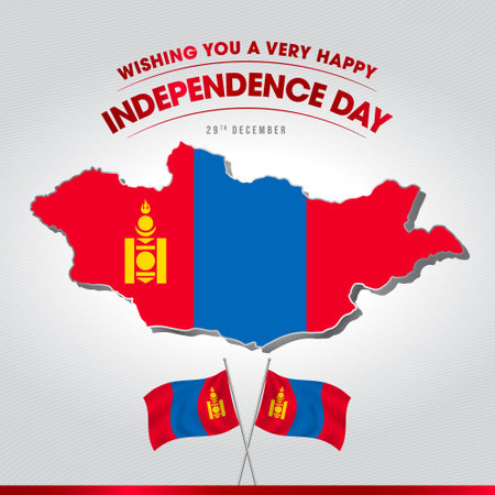 Mongolia Independence Day Celebration Vector Template on map Design with a white backgroundのイラスト素材