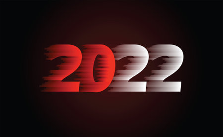 Vector of a 2022 New Year wallpaper with red and white watercolor brushed numbers