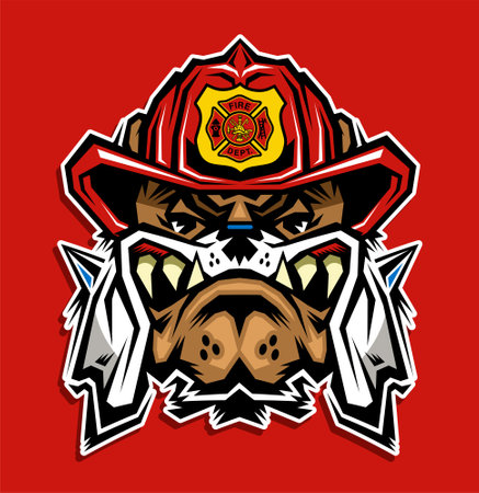 fire station bulldog mascotのイラスト素材