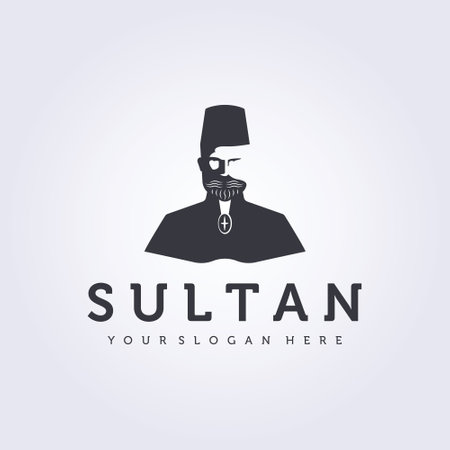 sultan wear cap, king logo lord vector illustration design vintage icon man people exclusiveのイラスト素材