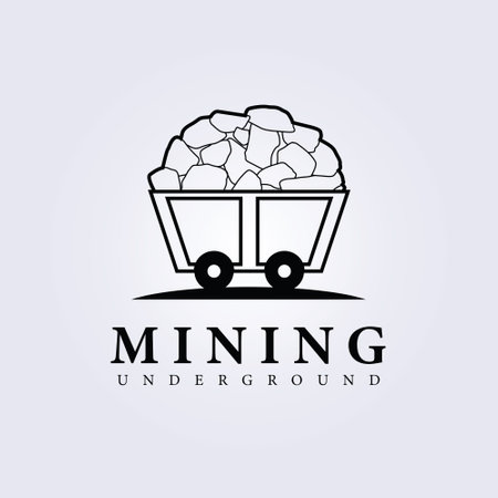 simple mining logo, wagon, train mining logo vector illustration designのイラスト素材