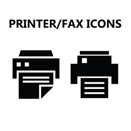 Set of black printer and fax icons on a white backgroundのイラスト素材
