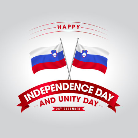 Slovenia Independence Day Celebration Vector Template on a flag design with a white backgroundのイラスト素材