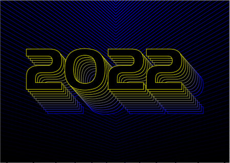 3d rendering of the 2022 on the striped background