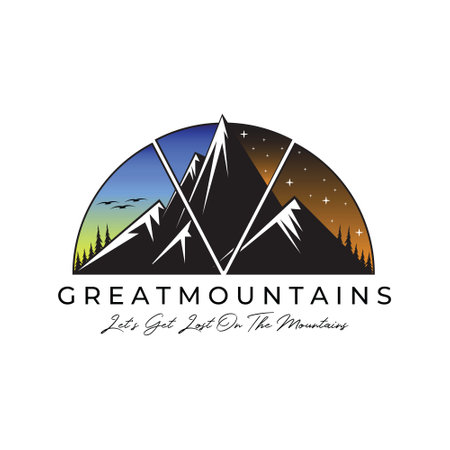 great mountain logo vector illustration design , beautiful view of mountainsのイラスト素材