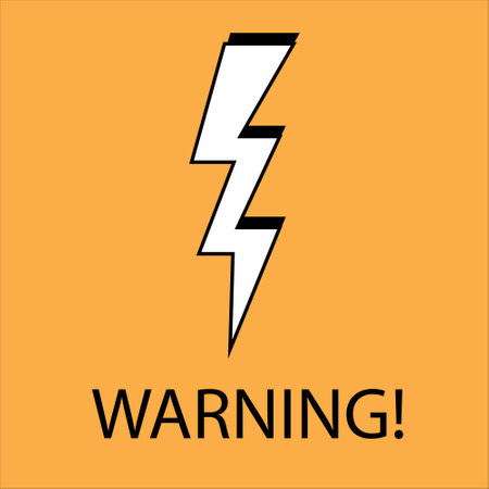 Vector of an electrical danger warning sign on an orange backgroundのイラスト素材
