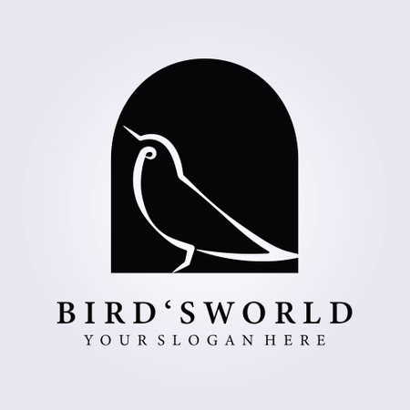 bird , bird's world logo vector illustration design , mini simple line art bird logoのイラスト素材