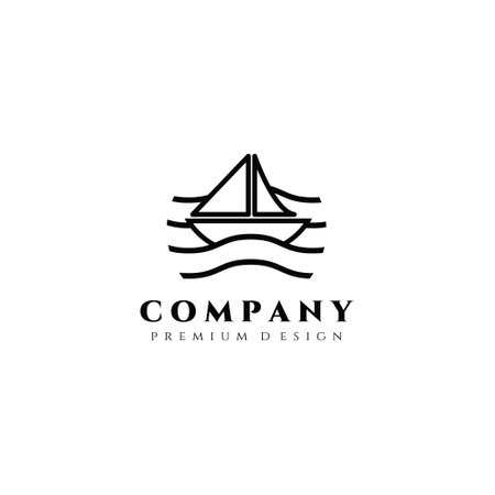 sail boat logo vector illustration design , line art sail logo template minimalistのイラスト素材
