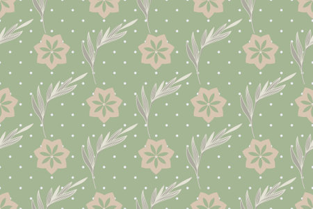 Vector design of a green floral seamless pattern for wallpapers and backgroundsのイラスト素材