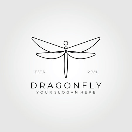 Line art dragonfly logo vector illustration designのイラスト素材