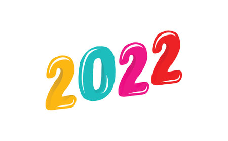 Vector illustration of a colorful 2022 lettering on a white backgroundのイラスト素材
