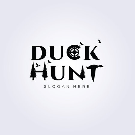 Creative Duck hunt letter mark logo vector illustration design, famous creative letter mark symbol templateのイラスト素材