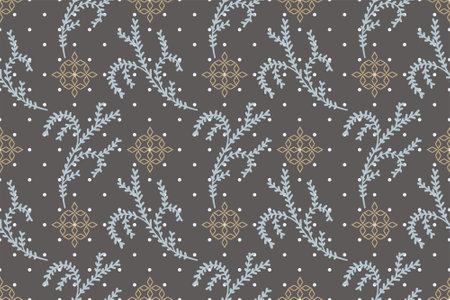Vector design of a dark floral seamless pattern for wallpapers and backgroundsのイラスト素材