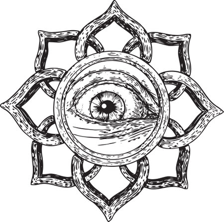 Vector of mystic or all-seeing eye drawing ink hand styleのイラスト素材