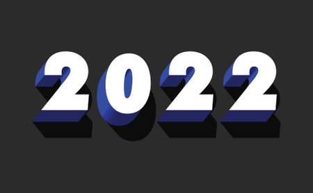 Vector illustration of white and blue 2022 lettering on a dark background