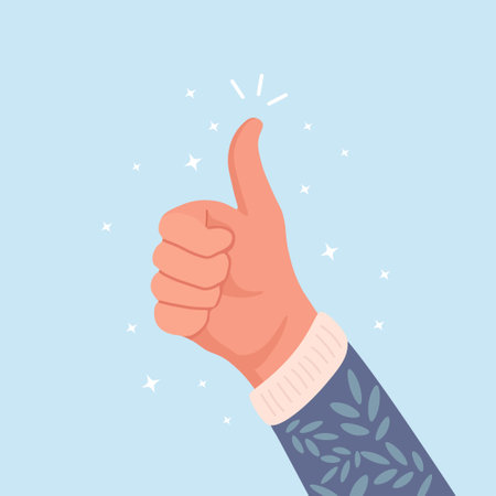 Raised human hand with thumb up. Social network likes, approval, customers feedback conceptのイラスト素材