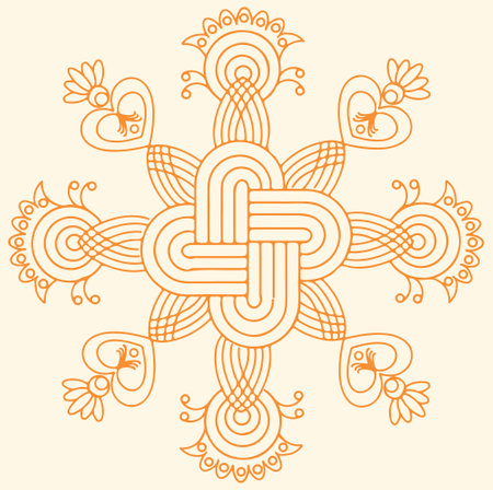 Orange ornamental pattern isolated on white backgroundのイラスト素材