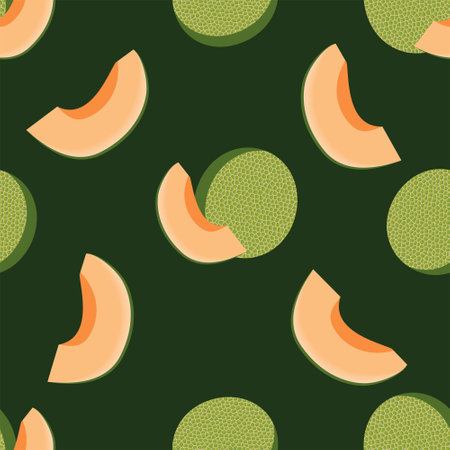 Vector illustration of flying fruits on green backgroundのイラスト素材