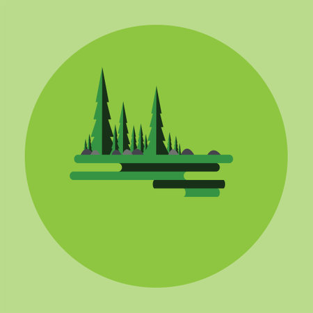 Forest illustration design with stone ornaments around itのイラスト素材