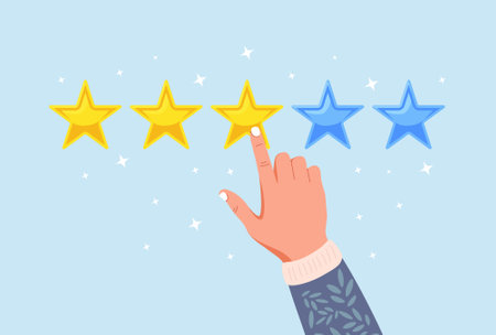Star rating. Client feedback, customer review. Survey for marketing serviceのイラスト素材