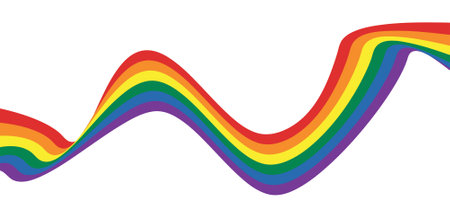 Wavy rainbow ribbon with the colors of the LGBT community on a white background.のイラスト素材