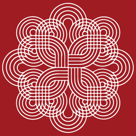 White ornamental pattern isolated on red backgroundのイラスト素材