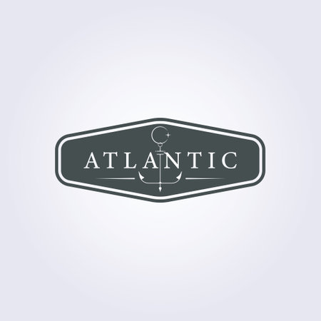 sticker atlantic sea anchor icon symbol logo emblem badge vector illustration designのイラスト素材