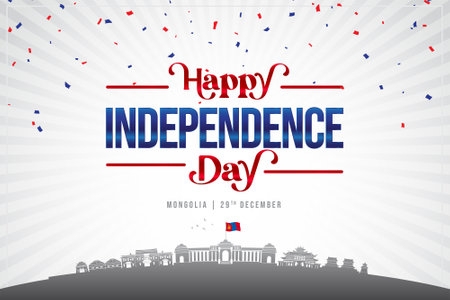 Vector illustration of Happy independence day Mongolia banner layout design with decoration effectsのイラスト素材