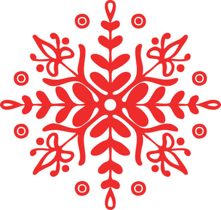 Vector of a red snowflake on a white backgroundのイラスト素材