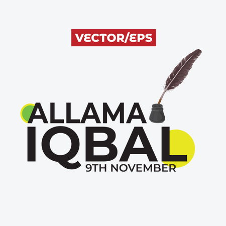 Happy Iqbal Day, 9th November. Allama Muhammad Iqbalのイラスト素材
