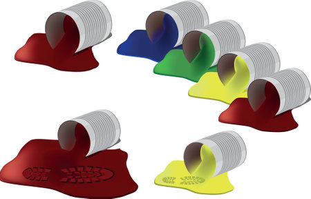 Vector illustration of cans of colorful paints on an isolated backgroundのイラスト素材