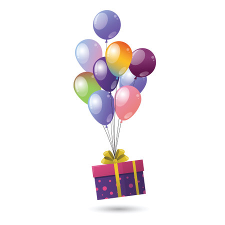 Vector of Gift box with colorful balloons air floatingのイラスト素材