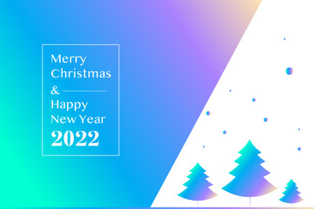 Vector design of a Merry Christmas and Happy New Year 2022 colorful glowing cardのイラスト素材