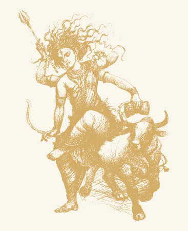 Vector sketch of lord shiva Hindu god isolated on light backgroundのイラスト素材