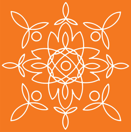 White ornamental pattern isolated on orange backgroundのイラスト素材