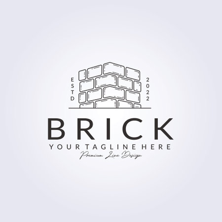 line pile stack bricks logo vector illustration design simple vintage linear template designのイラスト素材