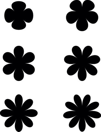 Set of flowers with petals, transparent background.のイラスト素材