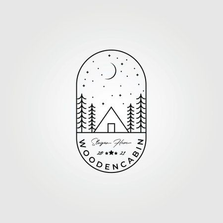 cabin logo vector illustration design, creative logo line art and monolineのイラスト素材
