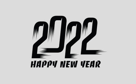 Vector of a 2022 Happy New Year black modern lettering on a light backgroundのイラスト素材