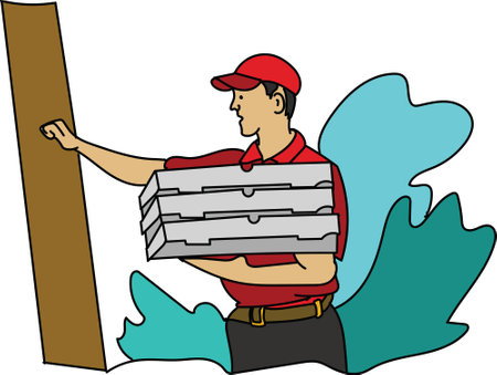 Illustration design of people delivering packagesのイラスト素材